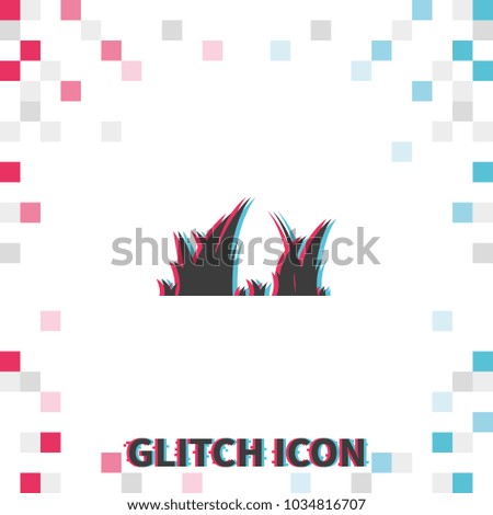 Grass  glitch effect vector icon.