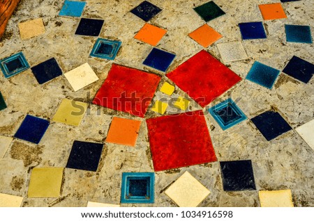 background texture red,blue,black,white,yellow and orange ceramic tiles