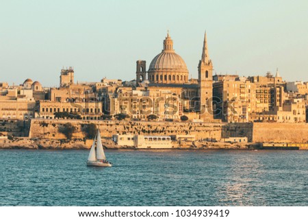 Valletta, Malta cityscape background Royalty-Free Stock Photo #1034939419