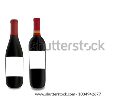 Composition of bottle of wine isolated on a withe background