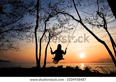 Beautiful sunset with swing