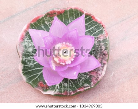 Artificial Lotus Candle on Green Leaf