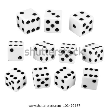 Group of dice isolated on white background