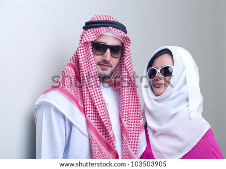 luxurious arabian couple posing