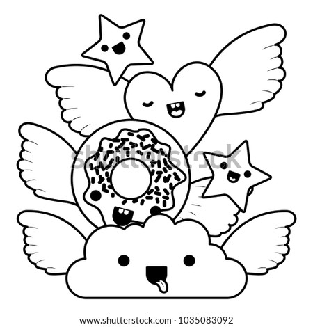 cute characters fantasy with wings kawaii