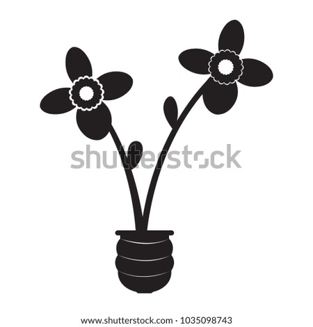 Cute flower on a pot silhouette