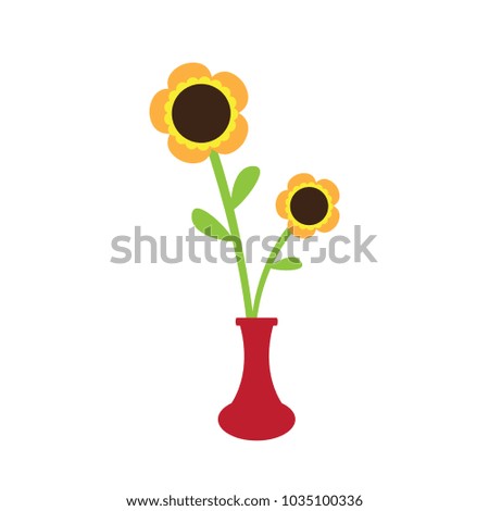 Cute sunflower on a pot