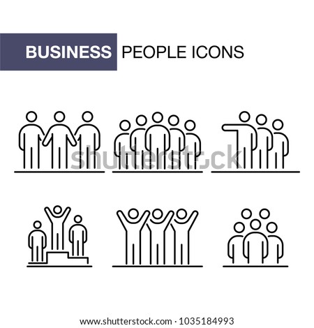 Business people icons set simple line flat illustration. Royalty-Free Stock Photo #1035184993