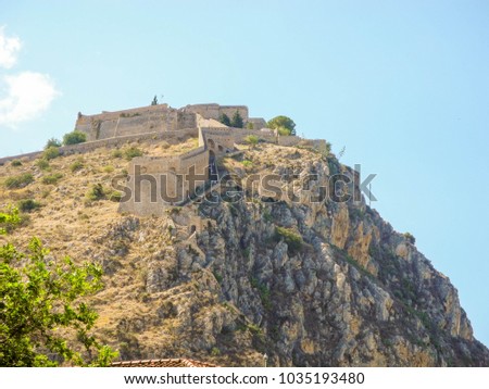 The fortress of Palamidi in Nafplio, Greece.