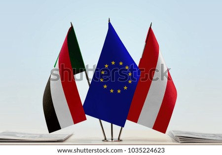 Flags of Sudan European Union and Austria