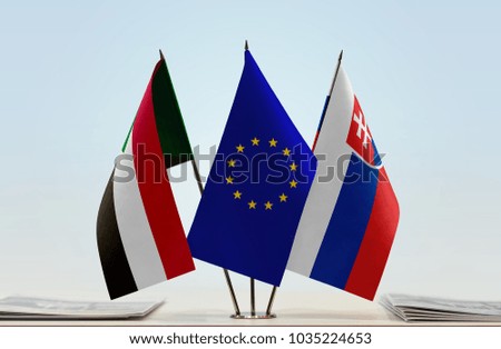 Flags of Sudan European Union and Slovakia