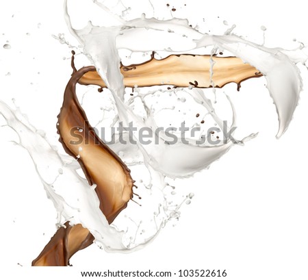 Milk and chocolate splash, isolated on white background