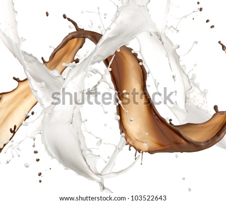 Milk and chocolate splash, isolated on white background