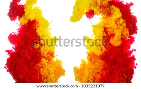 Abstract paint background multi color ink splash in the water isolated on white background