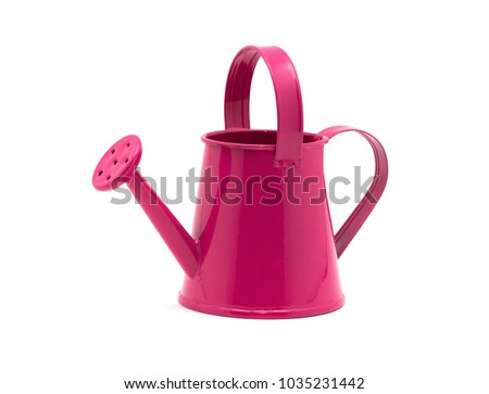 Pink watering can isolated on a white background Royalty-Free Stock Photo #1035231442