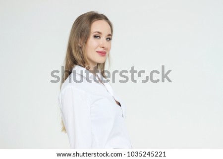 business woman portrait on a white background