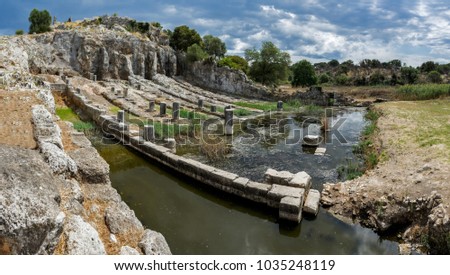 Oiniades ancient shipyard in Greece.  Royalty-Free Stock Photo #1035248119