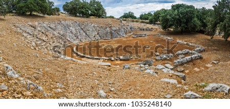 Oiniades ancient theater in Greece.  Royalty-Free Stock Photo #1035248140