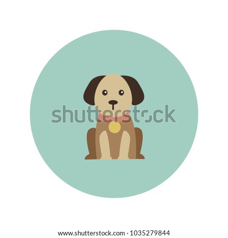 Vector silhouette of a dog isolated on a color background.