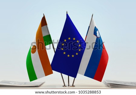 Flags of Niger European Union and Slovenia