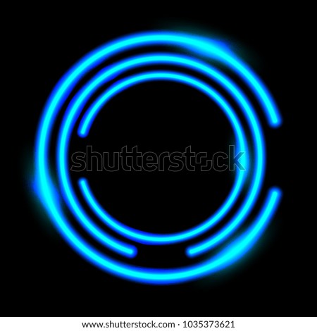 Abstract Neon Blue Glowing Lights Circle Frame  Line. Vector