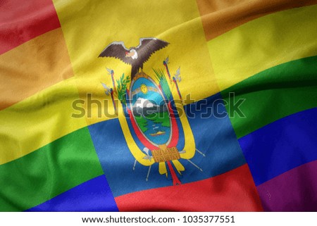 waving colorful ecuador rainbow gay pride flag banner