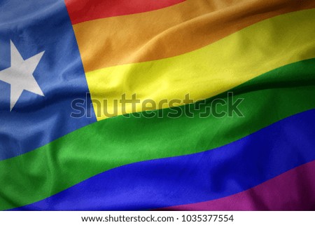 waving colorful chile rainbow gay pride flag banner