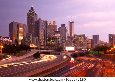 Downtown Atlanta at night, Georgia, USA