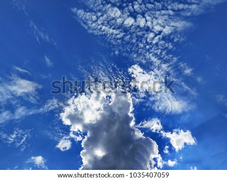 Beautiful and wonderful cloud on deep blue sky background, environment, earth day, nice sky in rainy season for wallpaper