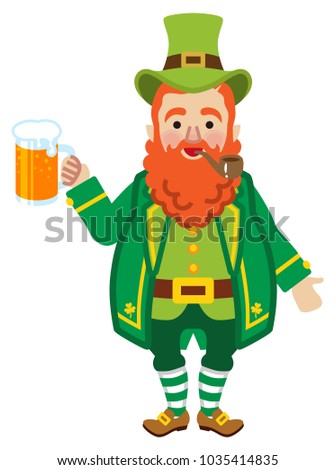 Leprechaun holding a Beer mug -Front view