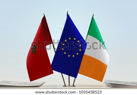 Flags of Morocco European Union and Ireland