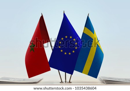 Flags of Morocco European Union and Sweden