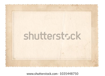 Old photo frame. Vintage paper. Retro card. Isolated on white