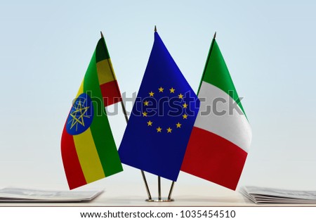 Flags of Ethiopia European Union and Italy