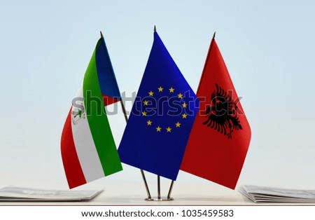 Flags of Equatorial Guinea European Union and Albania