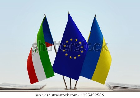 Flags of Equatorial Guinea European Union and Ukraine
