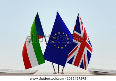 Flags of Equatorial Guinea European Union and Great Britain