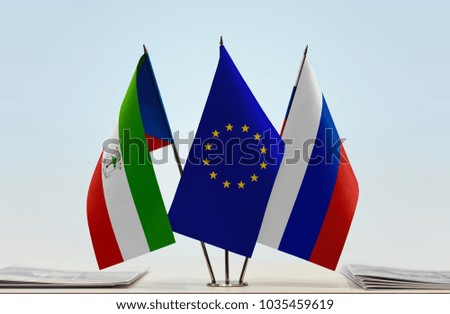 Flags of Equatorial Guinea European Union and Russia