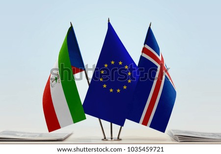 Flags of Equatorial Guinea European Union and Iceland