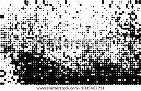 An abstract halftone texture. Black and white pattern of dots on a white background. Texture for printing on business cards, badges, posters, labels