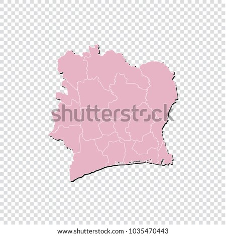 Ivory map - High detailed pastel color map of Ivory. Ivory map isolated on transparent background. Vector illustration eps 10.