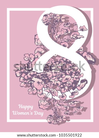 Happy Women's Day Floral Greeting card. International Happy Women's Day vector. 8 March holiday background illustration. Happy Mother's Day. stock vector