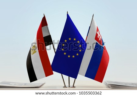Flags of Egypt European Union and Slovakia