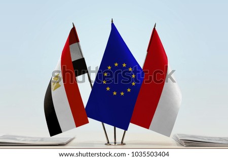 Flags of Egypt European Union and Monaco