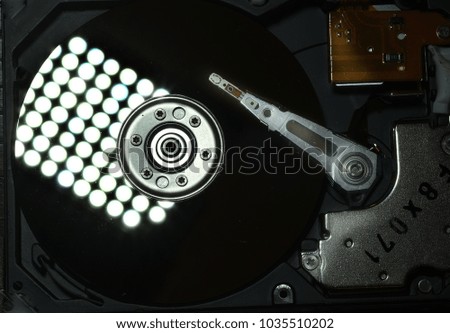 Detail of inside of computer hard drive.