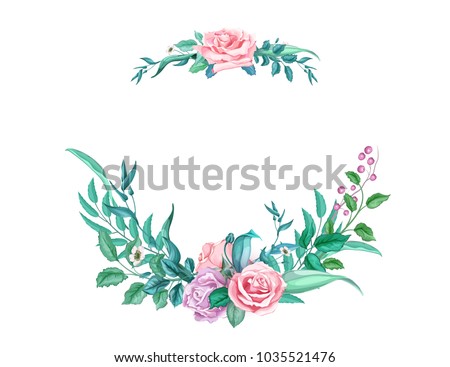 vector realistic rose flower decorated vintage luxurious marriage circle card template with elegant watercolor floral pattern. Isolated background illustration. Wedding marriage invitation card design