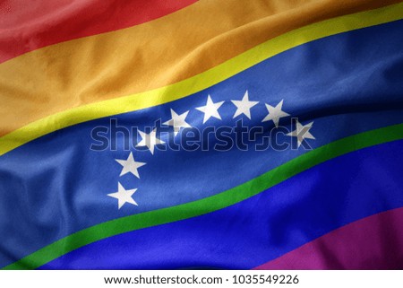 waving colorful venezuela rainbow gay pride flag banner