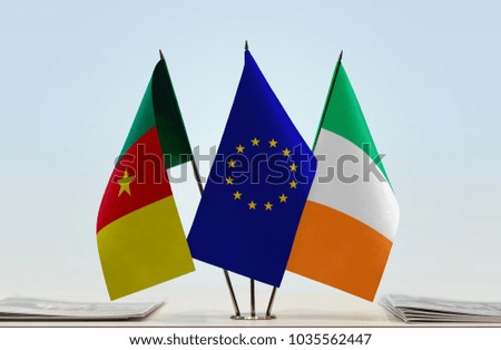 Flags of Cameroon European Union and Ireland