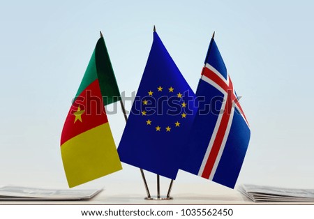 Flags of Cameroon European Union and Iceland