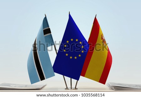 Flags of Botswana European Union and Spain